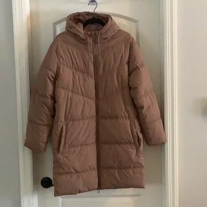 Women's Taupe And Rose Quilted Coat